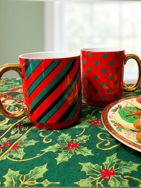 Stackable Ceramic Holiday Mugs - Set of 2